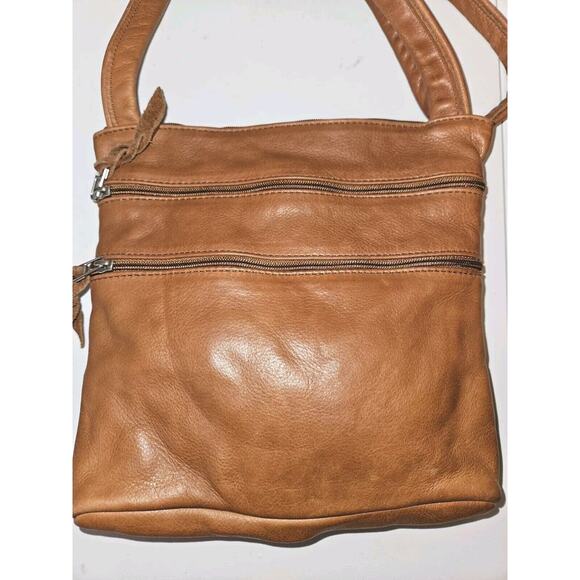 SVEN BERKELEY USA Zippered Crossbody Bag Leather 9.5x9x2 Brown - Picture 5 of 12